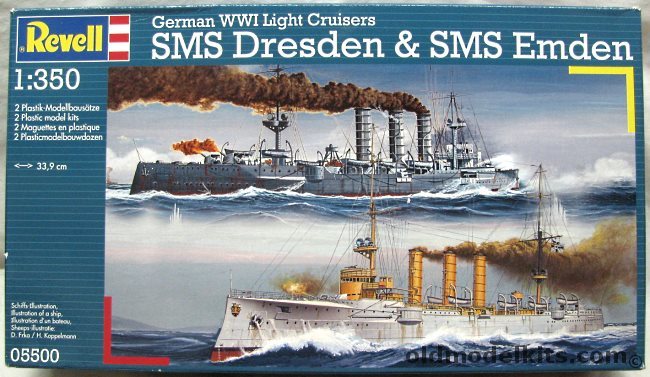 Revell 1/350 SMS Emden and SMS Dresden - Includes Both WWI Light Cruisers / Commerce Raider, 05500 plastic model kit